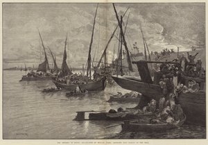 A cólera no Egito, habitantes de Boulak, Cairo, lotando Barcas no Nilo